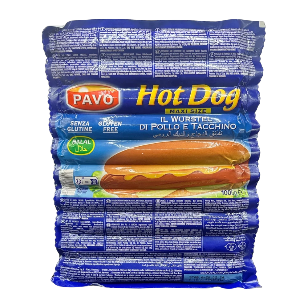 Pavo Hot Dog 1 KG (1*7)